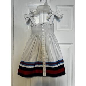 Nautica Girls Sailor Smocked Dress 24 Months White Sleeveless Lined Patriotic